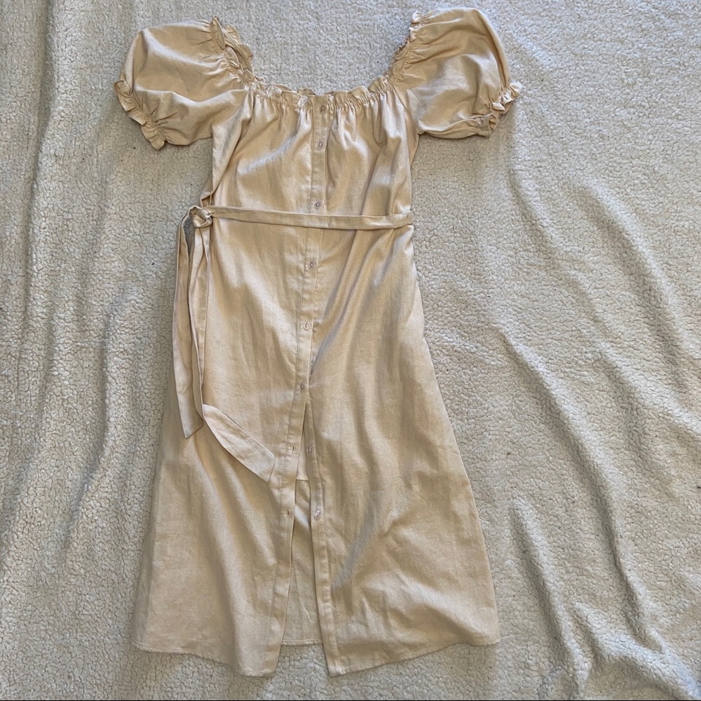 Lush Puff Sleeve Button Front Midi Dress, S - Picture 1 of 6